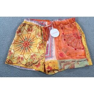 Luxxel Shorts Women's Large Orange Rayon Drawstring‎ Summer Boho Beach Coastal